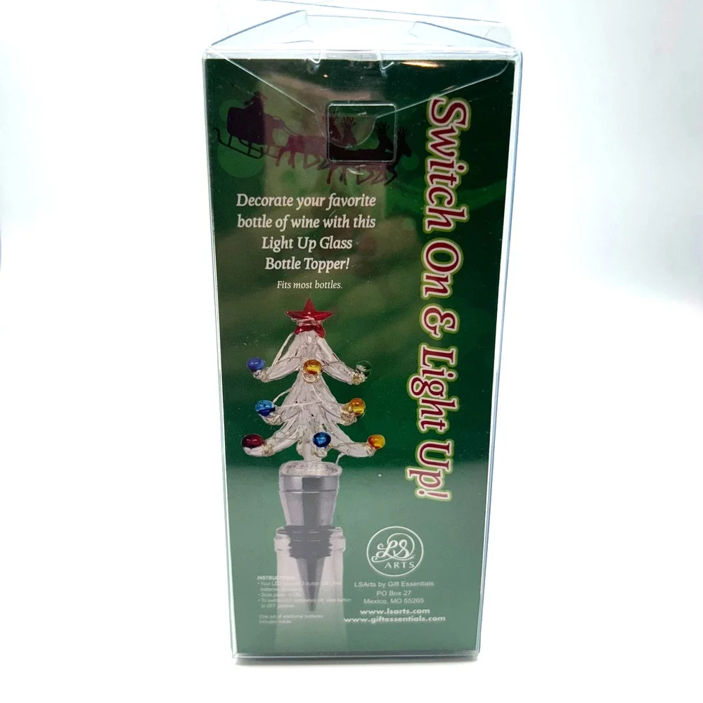Light Up Glass Christmas Tree bottle stopper